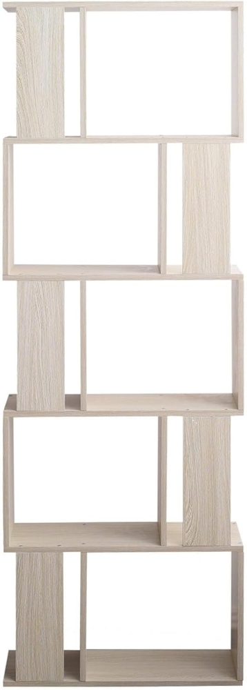 Rebecca Mobili MDF Holz Bücherregal, Bodenregal, 5 Gebleichte Tannenregale, Zeitgenössisches Design, Büroraum - Maße: 169 x 60 x 24 cm (HxBxT) - Art. RE6402 Bild 1