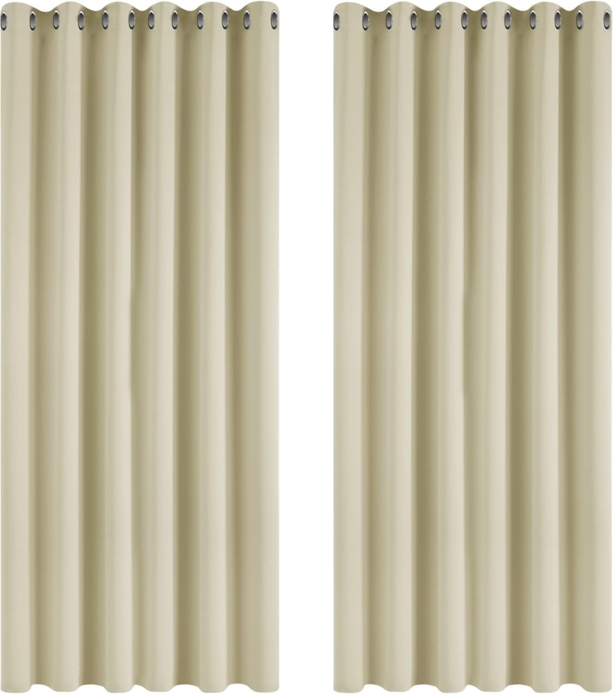 Deconovo Vorhang Blickdicht Verdunkelungsvorhang Ösenvorhang Blickdicht, 229x229 cm(HöhexBreite), Beige, 2er Set Bild 1