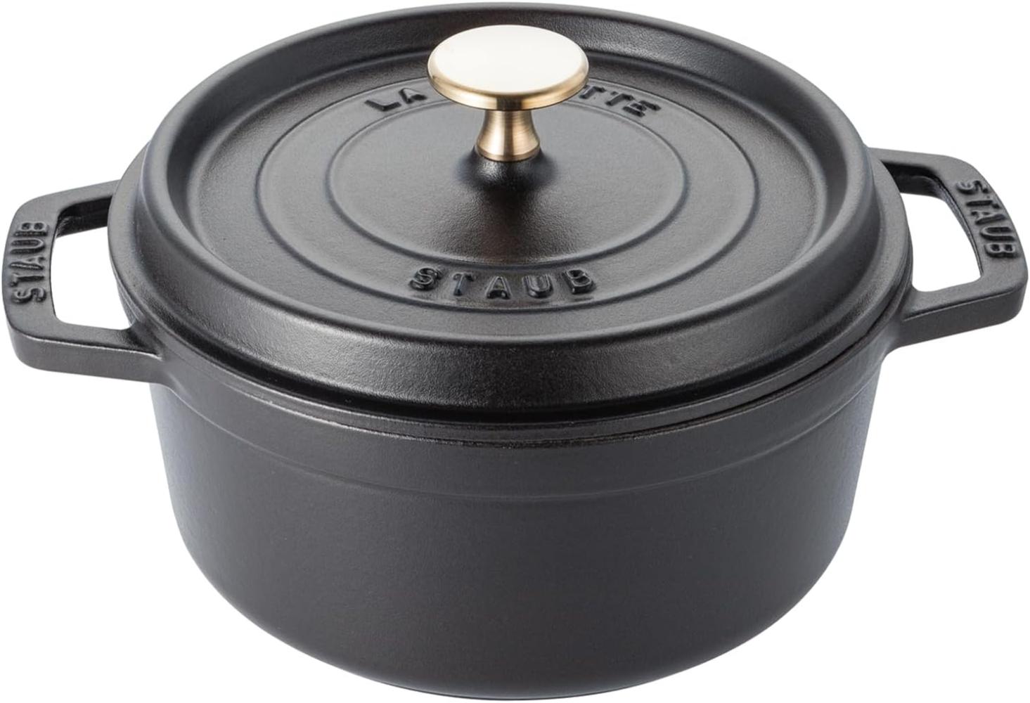 STAUB Gusseisen Bräter/Cocotte, Rund 18 cm, 1,7 L, Aromaregen Funktion, Für alle Herdarten geeignet, Schwarz Bild 1