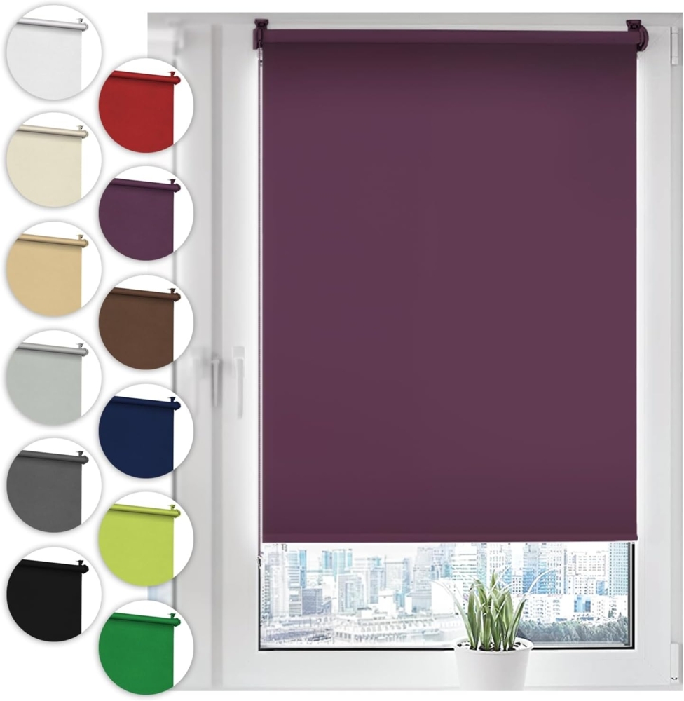 Verdunkelungsrollo Klemmfix ohne Bohren 95x210 cm Violett Verdunklungsrollo Fensterrollo Rollo Seitenzugrollo Klemmrollo für Fenster & Tür Bild 1