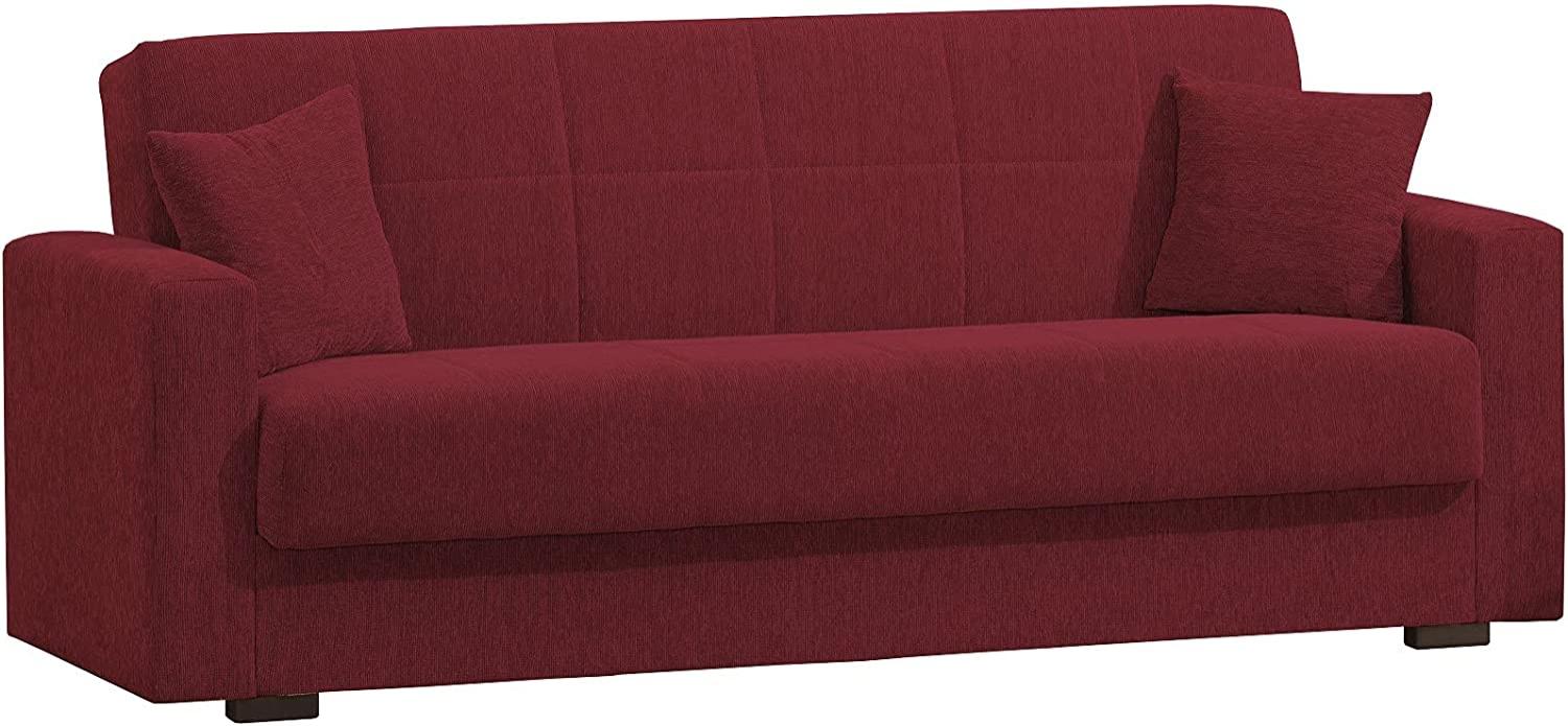 Dmora 3-Sitzer-Container-Schlafsofa, 212 x 80 x 87 h cm, Farbe Rot Bild 1