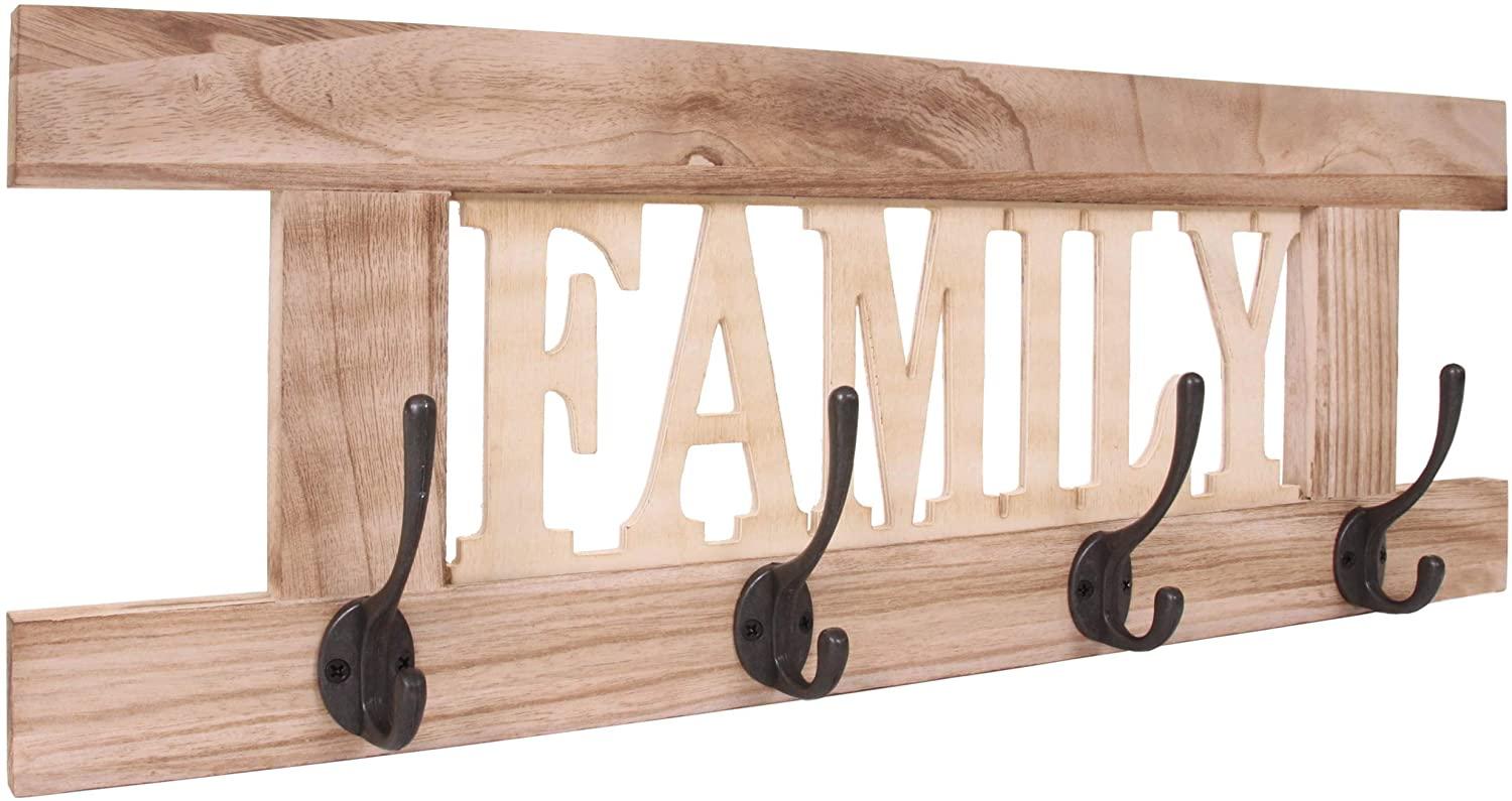 Wandgarderobe HWC-C60 Family, Garderobe Garderobenpaneel, Shabby-Look Vintage 60x21cm ~ naturbraun Bild 1
