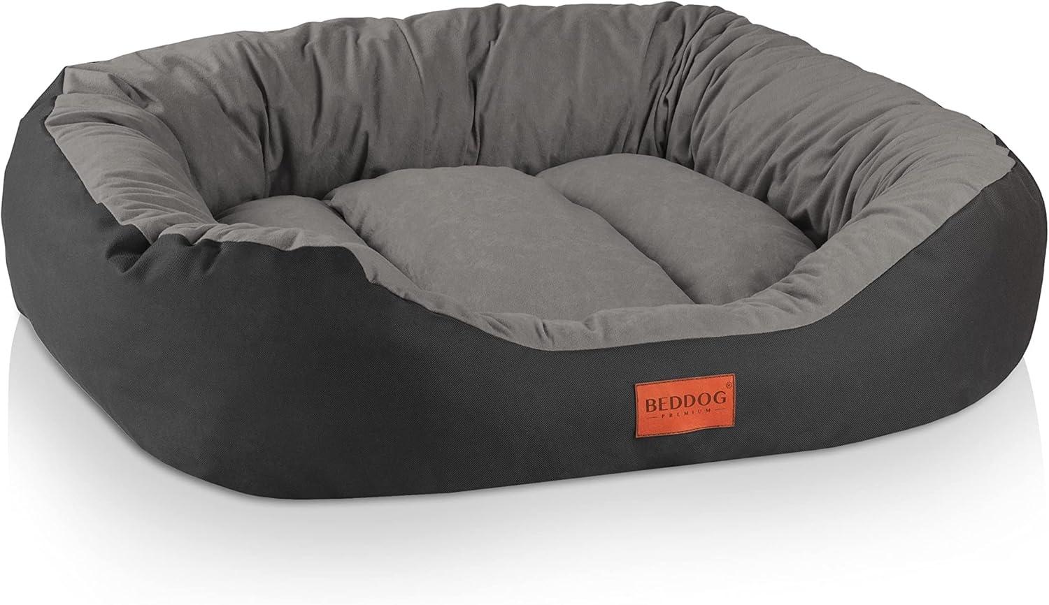 BedDog Hundebett Grosse Hunde - Hundekissen - Hundekorb - Ovales Hundekörbchen - Hundesofa - Hundebetten für Große Hunde - Dog Bed - Hunde Bett - Körbchen Hund aus Alicante-Gewebe XL, ROCK-FLOW (grau/anthrazit) Bild 1