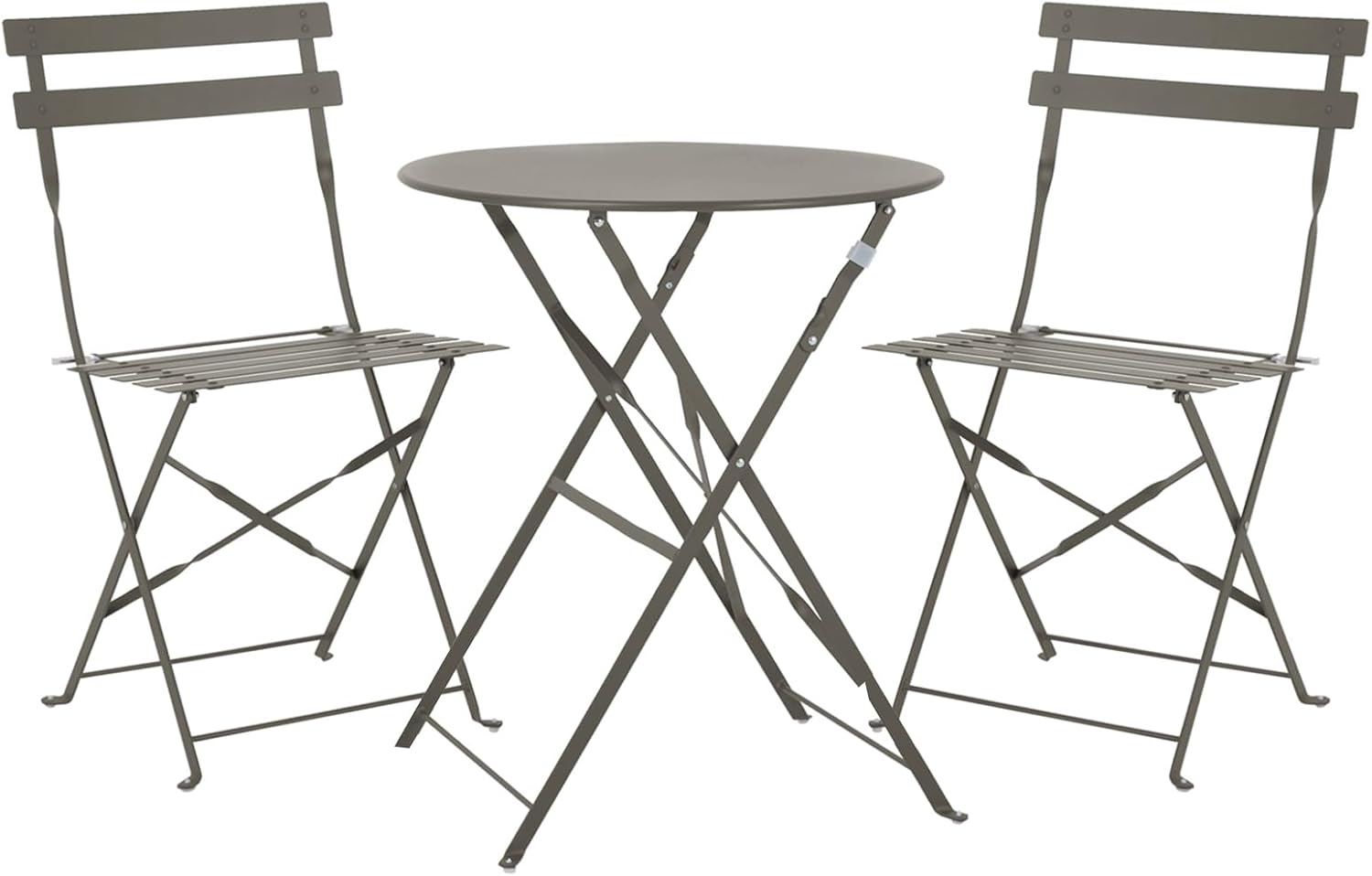 SVITA Balkonmöbel Bistroset Stuhl Tisch Garten Bistro Cafe Metall Klappmöbel Taupe Bild 1