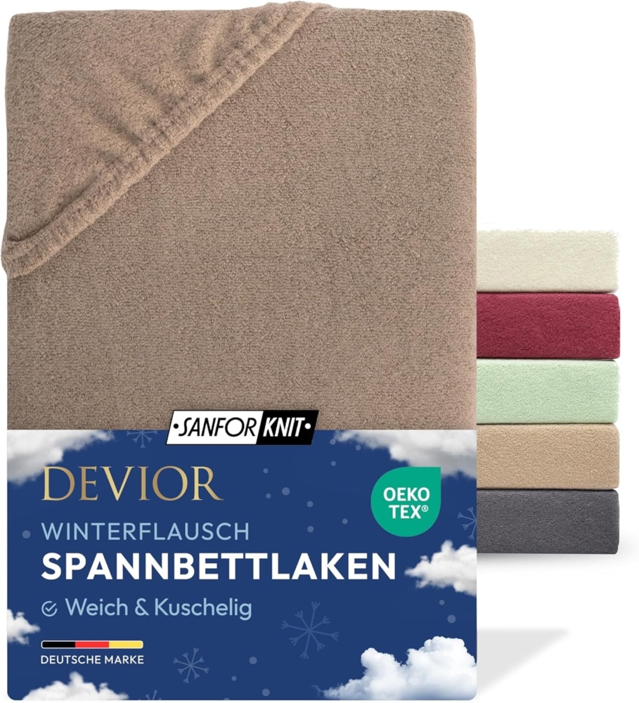 Devior Spannbettlaken Spannbetttuch Bettlaken Winter Flausch Warm Leintuch 80% Baumwolle, Fleece, Gummizug: Rundumgummizug, Matratzen Bezug bis 22cm Matratzenhöhe Kuschelig Flauschig Bild 1