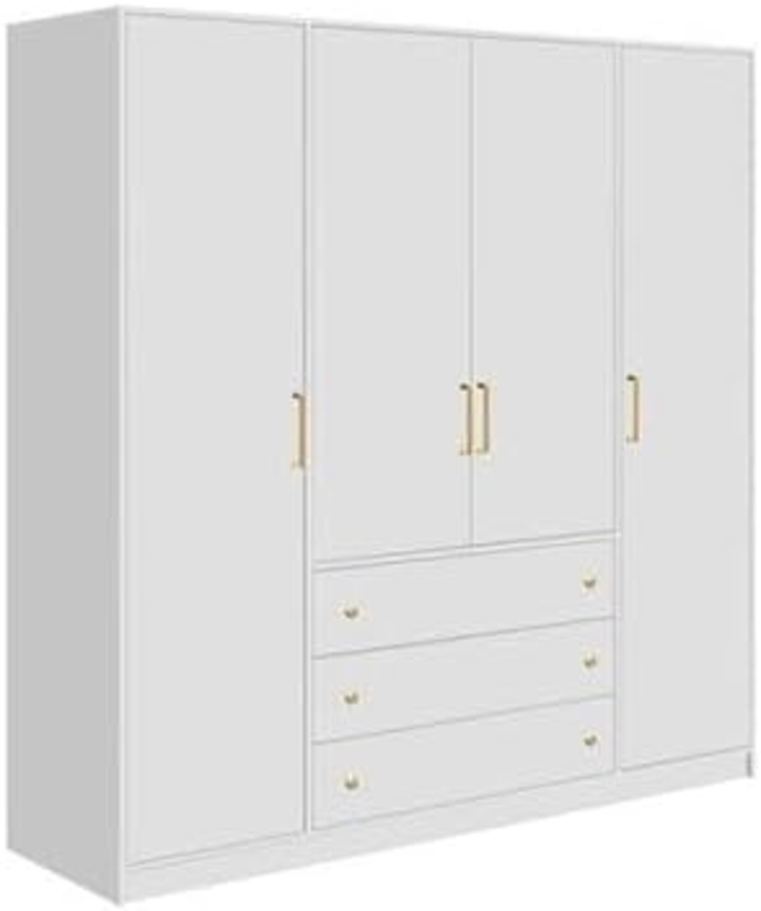 Vente-unique - Kleiderschrank mit 4 Türen & 3 Schubladen - 196 cm - Weiß - LIZANDRO Bild 1