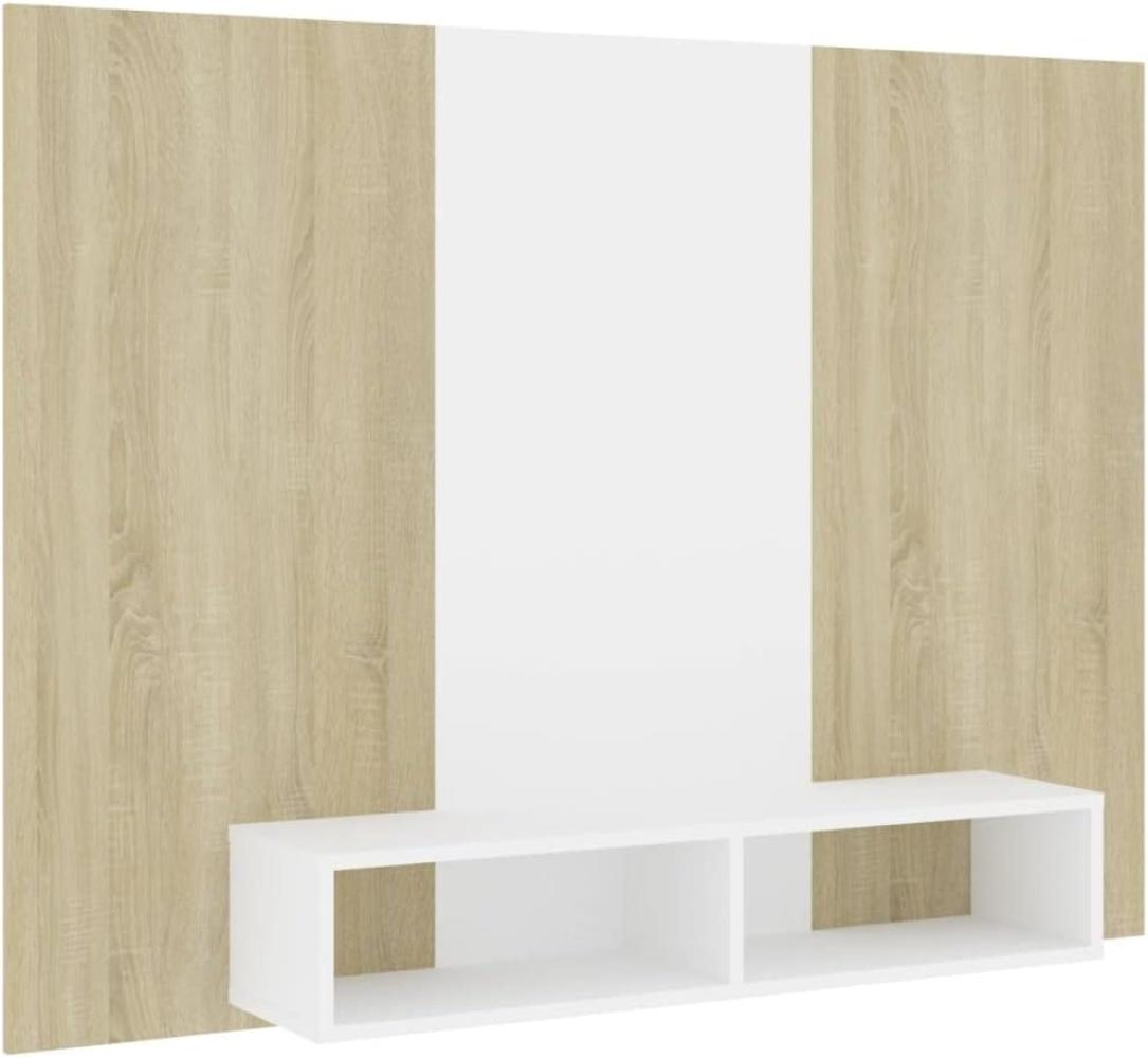 TV-Wandschrank Weiß Sonoma-Eiche 135 x 23,5 x 90 cm Holzwerkstoff Bild 1