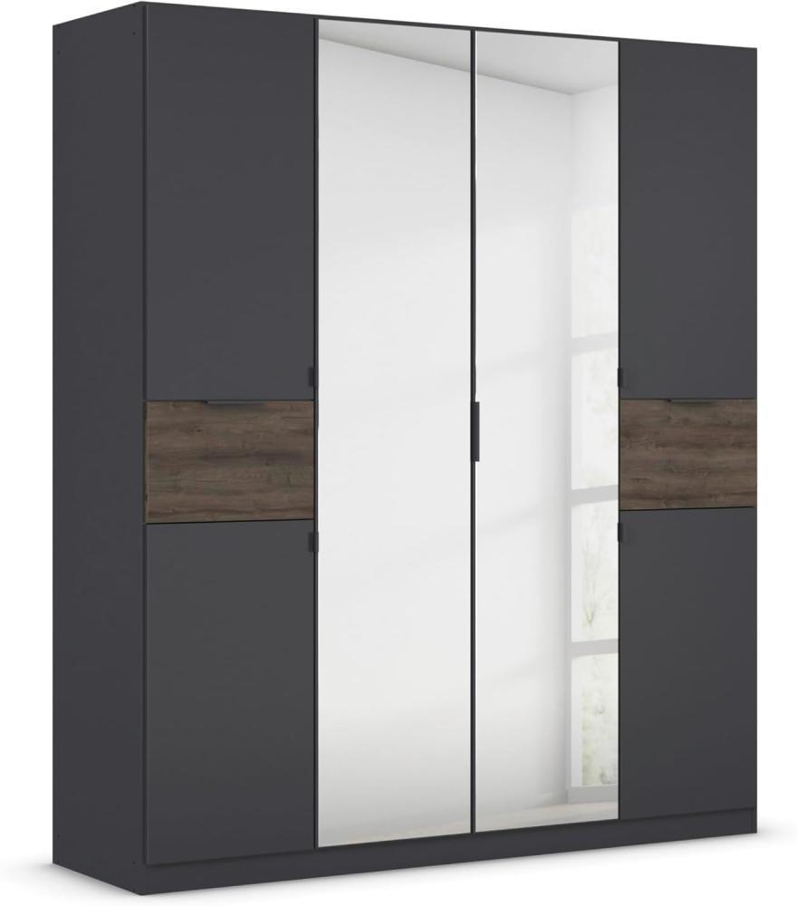 rauch Kleiderschrank, Drehtürenschrank TICAO, 6-türig, 2 Spiegeltüren, 2 Schubkästen, inkl. Türdämpferset, Grau metallic/Atlantik Oak dunkel, 181x210x54cm Bild 1