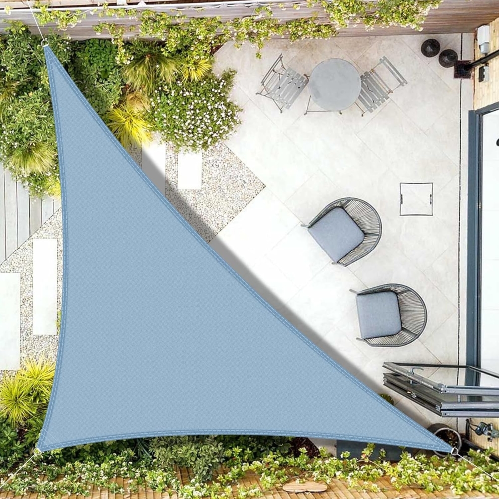 AXT SHADE Sonnensegel Wasserdicht Dreieck Rechtwinklig 3 x 3 x 4,25 m Wetterschutz Sonnenschutz PES Polyester mit UV Schutz für Terrasse Balkon Garten-Graublau Bild 1