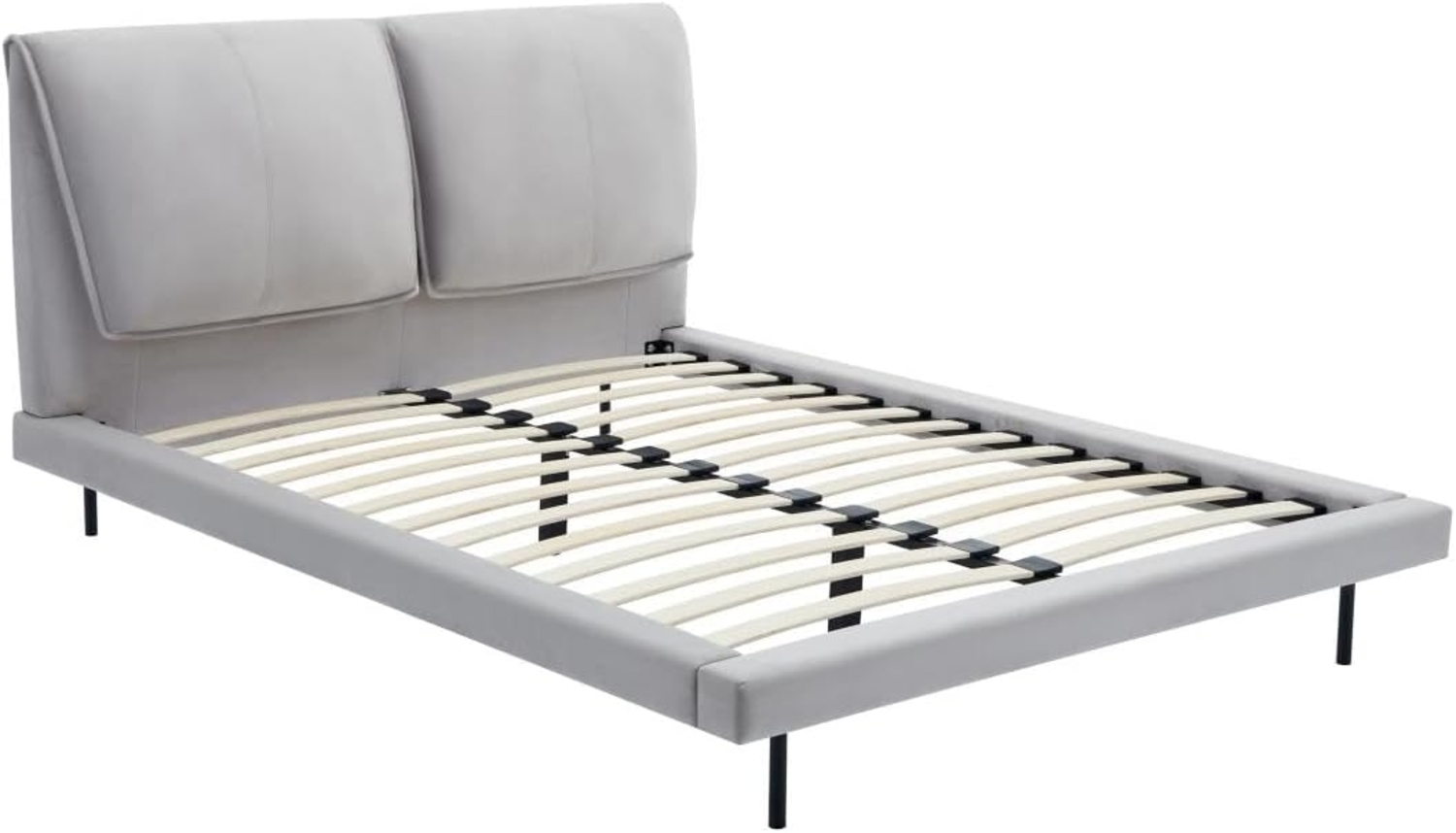 Vente-unique - Bett 140 x 190 cm - Samt- Grau - IBEDIA Bild 1