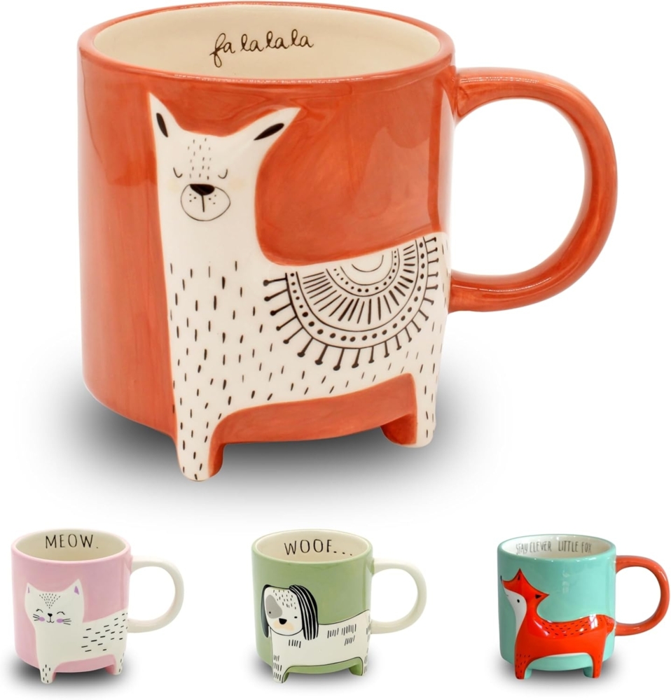 Winkee Becher Cute Animal Kaffeebecher Lama, Keramik Bild 1