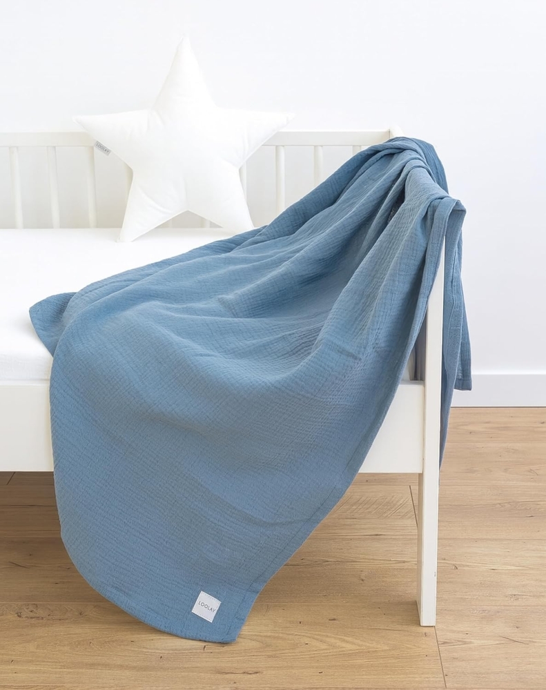 Babydecke Baumwolle MUSSELIN Decke Tuch Sommerdecke 95x95 120x120 150x200 cm, Loolay, Babytragetuch, Strandtuch, Kuscheldecke schützt und spendet Wärme Bild 1