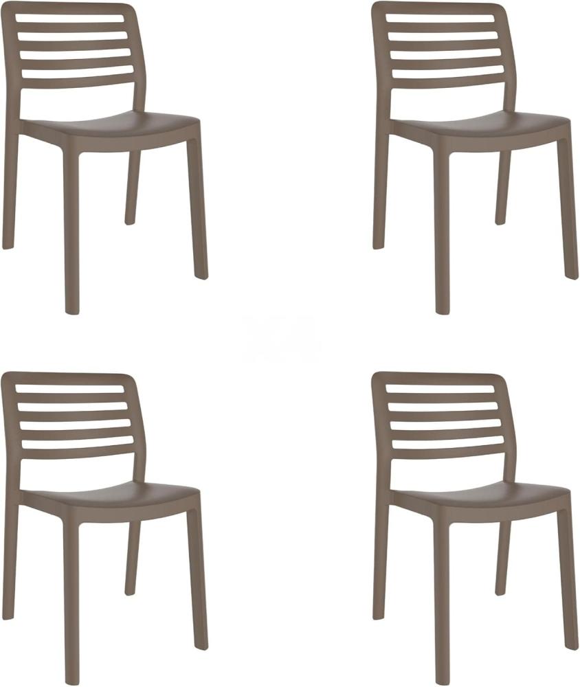 resol grupo Wind Stuhl Innen, Außen | Garten, Terrasse, Balkon, Wohnzimmer, Küche, Esszimmer, Kunststoff Harz Polypropylen, Schokolade Ohne Arme, Set 4 Bild 1