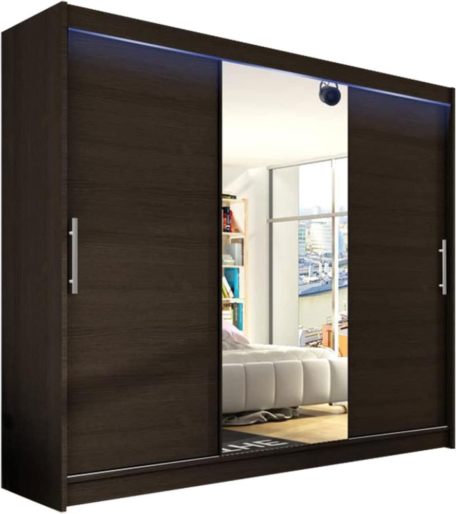 Kleiderschrank Aston I 250, mit RGB LED Beleuchtung, Farbe: Choco / Spiegel Bild 1