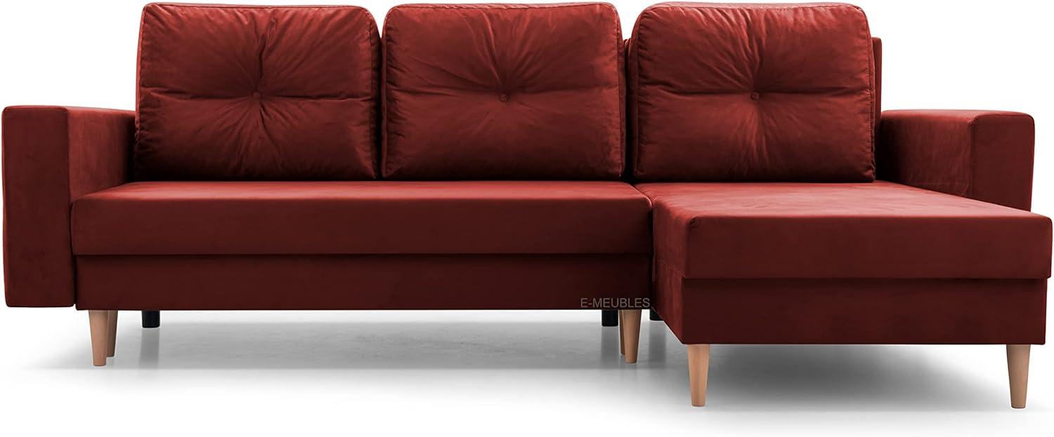 mb-moebel Kleines Ecksofa aus Stoff – Wohnzimmer & Wohnzimmer – 232 x 137 x 84 cm – Carl – Bordeau, Burgundy Bild 1