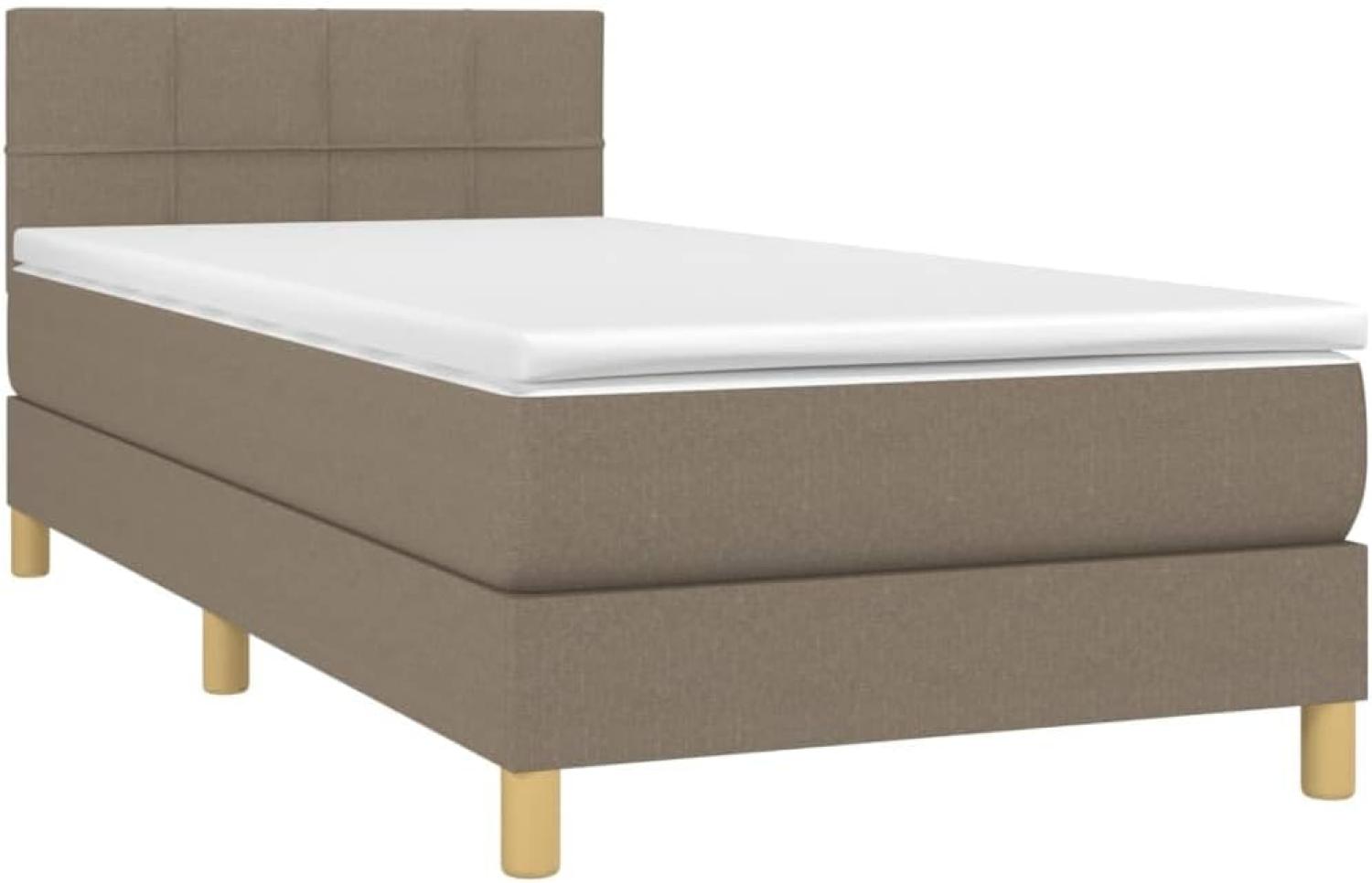 vidaXL Boxspringbett mit Matratze Taupe 100x200 cm Stoff 3140597 Bild 1