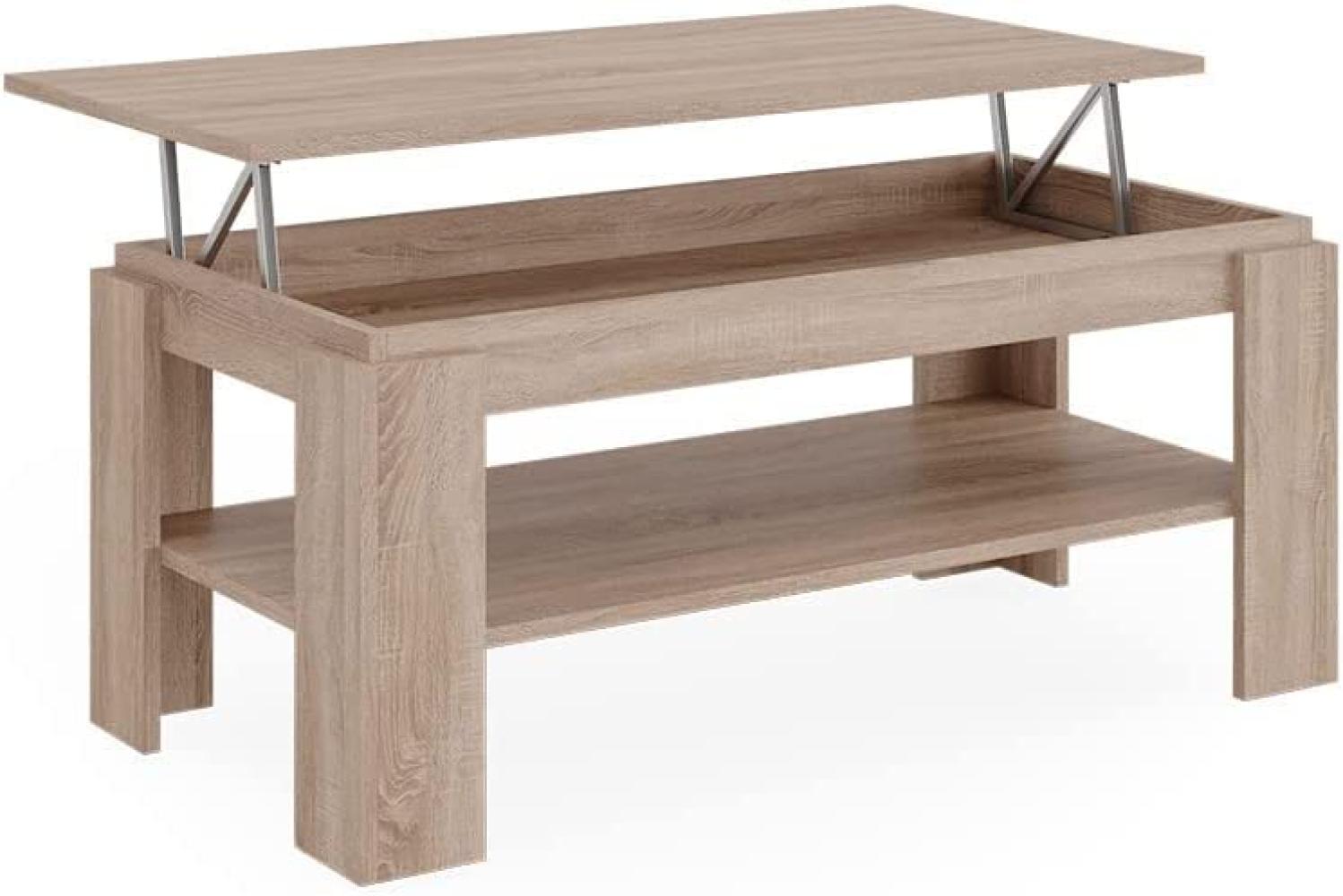 Vicco Couchtisch Sofatisch Esstisch Nikola Sonoma 100x54 cm modern Wohnzimmer Tisch Ablage Fach Kaffeetisch Arbeitstisch Beistelltisch Stubentisch Lift-Funktion Tischplatte ausklappbar Ablagefach Bild 1