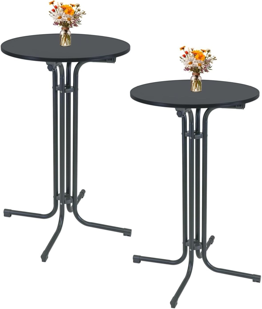2x Stehtisch klappbar Ø 70 cm Höhe 110 cm Stahl Gastrotisch Partytisch Bistrotisch in Anthrazit Bild 1