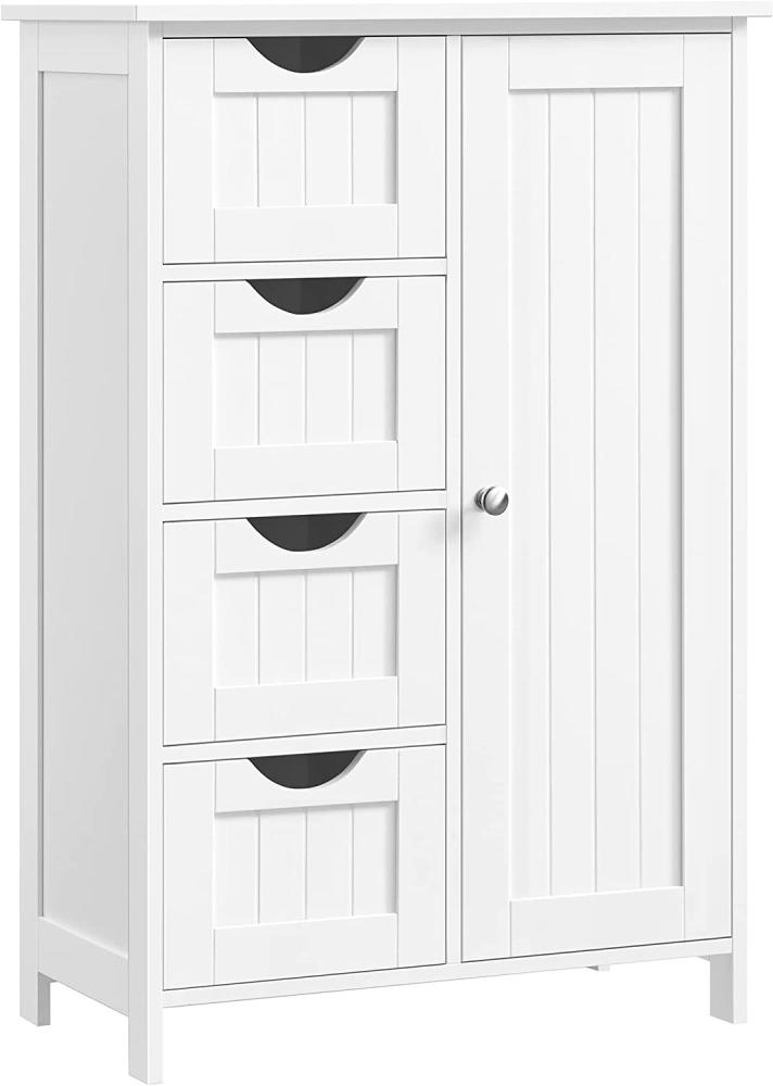 Vasagle Badezimmerschrank mit 4 Schubladen und verstellbarer Ablage, MDF weiß, 82 x 30 x 55 cm Bild 1