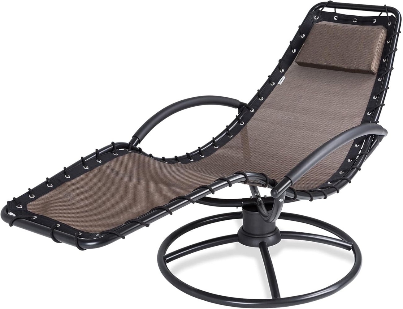 CASARIA® Sonnenliege Eve Wetterfest Liegestuhl mit Armlehne Kissen Sauna Relaxliege Garten Braun Bild 1