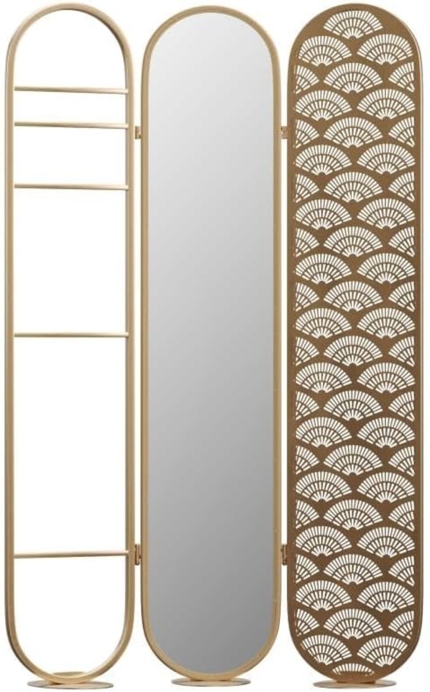 Vente-unique - Spiegelparavent Art-Déco - Metall - 3-teilig - 117 x 175 cm - Goldfarben - MAVICA Bild 1