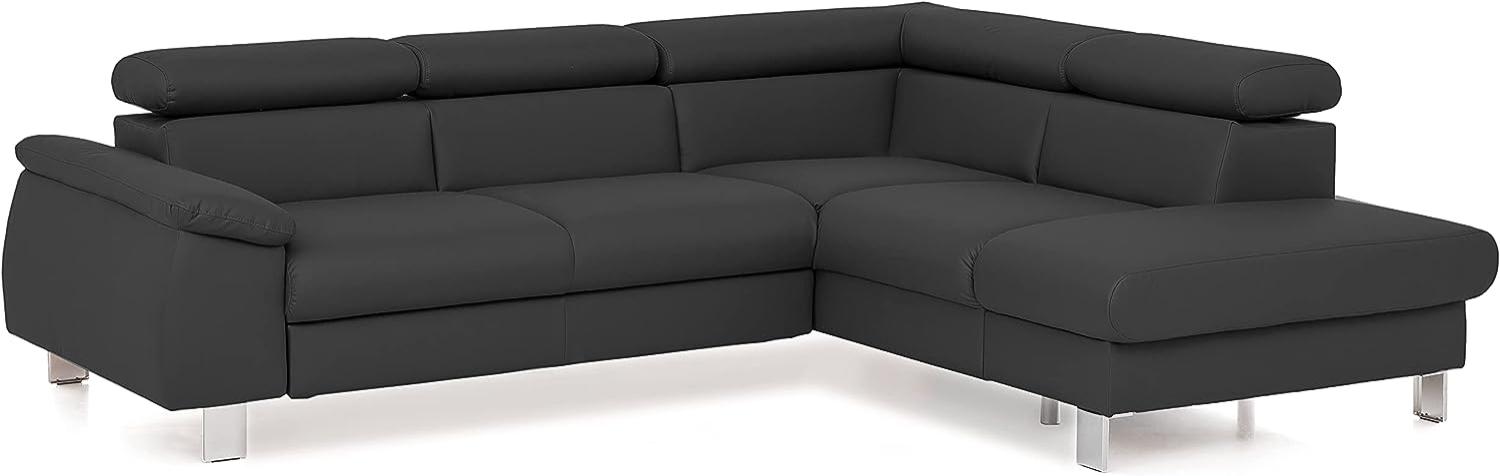 Mivano Ecksofa Micky mit Ottomane / L-Form-Sofa mit Schlaffunktion, Stauraum und Kopfteilverstellung / 249 x 72 x 207 / Kunstleder, Schwarz Bild 1