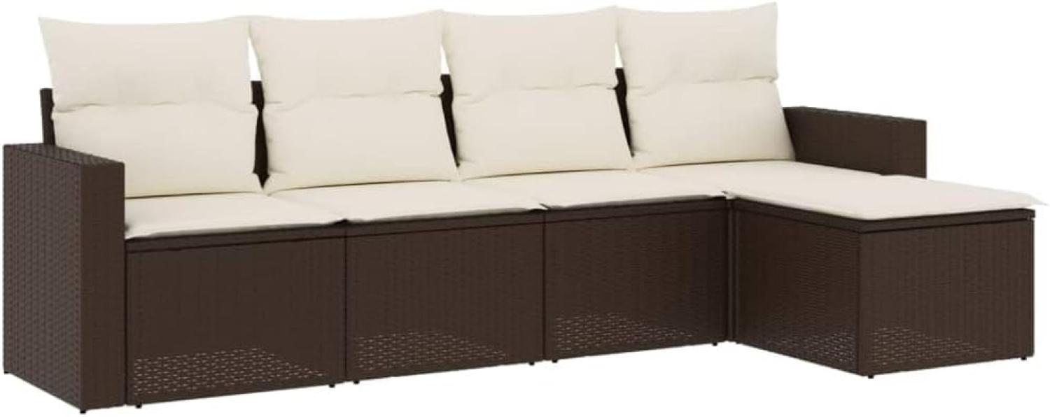 vidaXL 5-tlg. Garten-Sofagarnitur mit Kissen Braun Poly Rattan 3218883 Bild 1