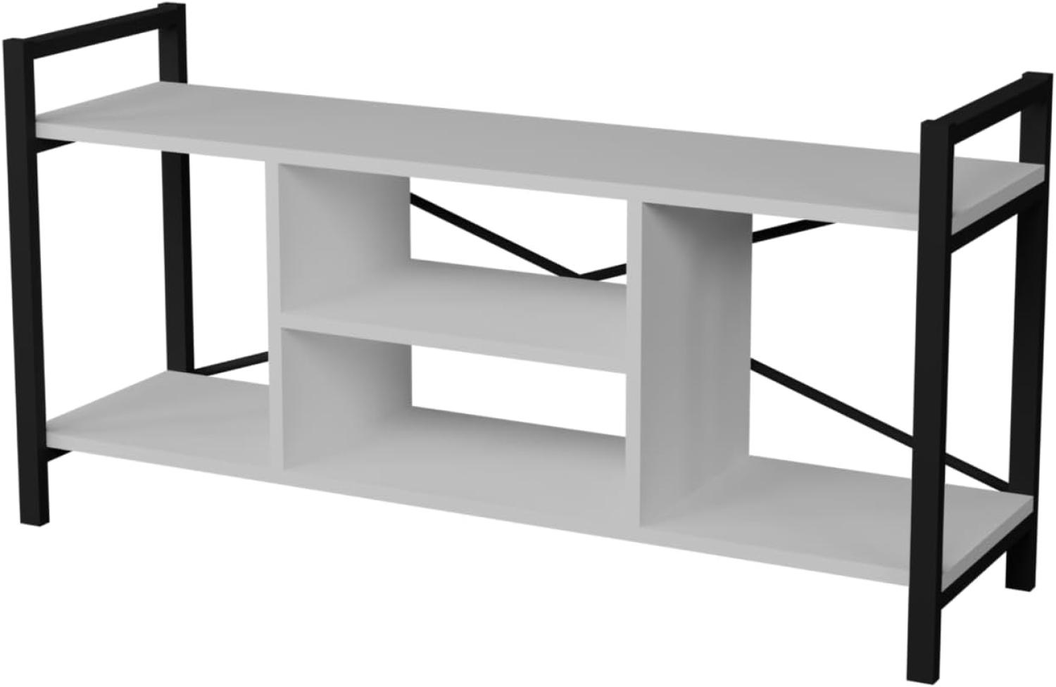 TV Lowboard mit Metallrahmen Weiß Bild 1