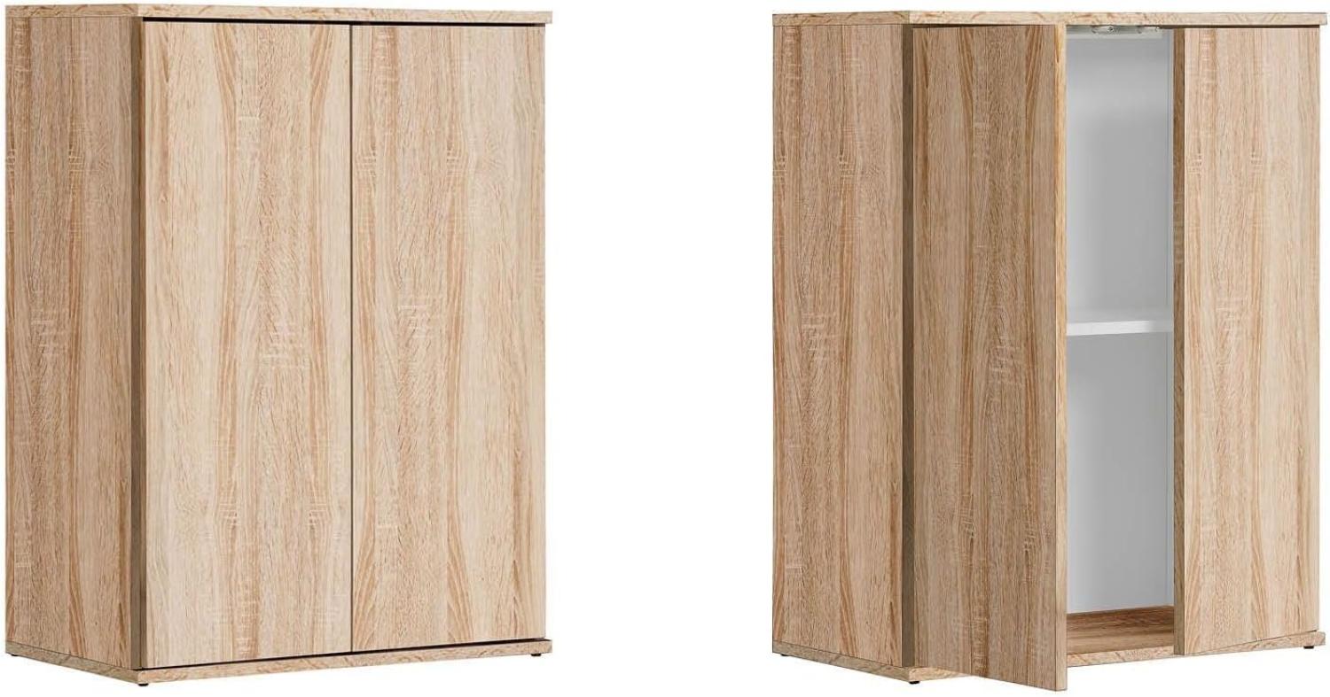 mokebo® Mehrzweckschrank 60 cm Breite 'Der Kurze', kurzer Schrank in Braun aus Holz, grifflose Öffnung, funktionaler Aktenschrank, Made in Germany | Sonoma Eiche Bild 1