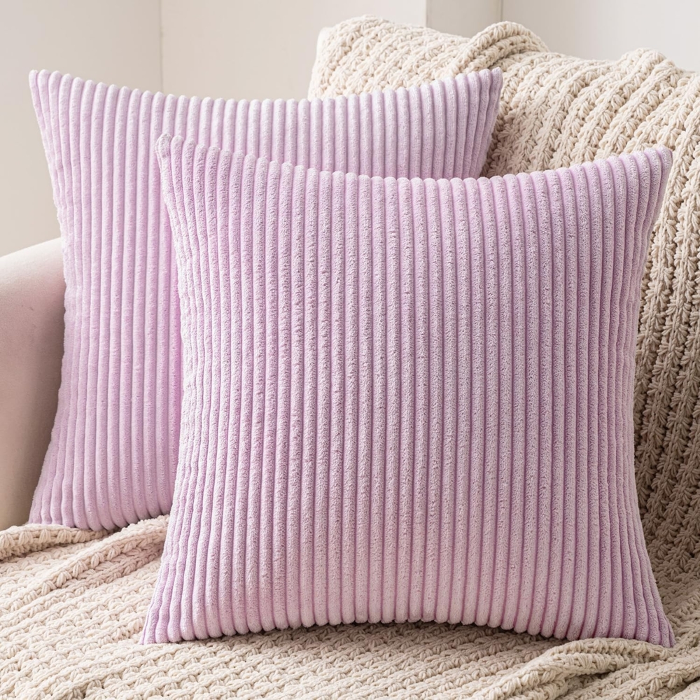 MIULEE 2er Set Kissenbezüge Kord Kissenhülle Dekorative Kissenbezug Sofakissen Couchkissen Dekokissen Zierkissenbezug Deko Kissenhülle mit Verstecktem Reißverschluss 40x40 cm Violett Bild 1