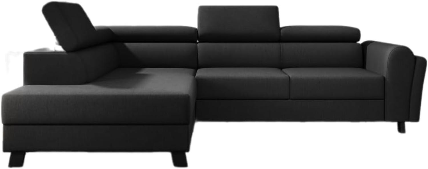 Designer Sofa Kira mit Schlaf- und Klappfunktion Stoff Schwarz Links Bild 1