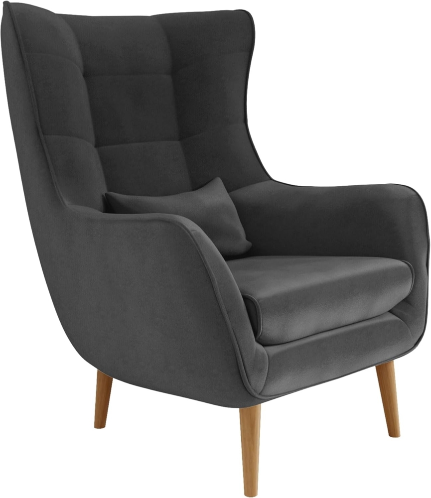 'Lucio' Sessel, Stoff Kronos 22, Dunkelgrau, 106 x 80 x 95 cm Bild 1