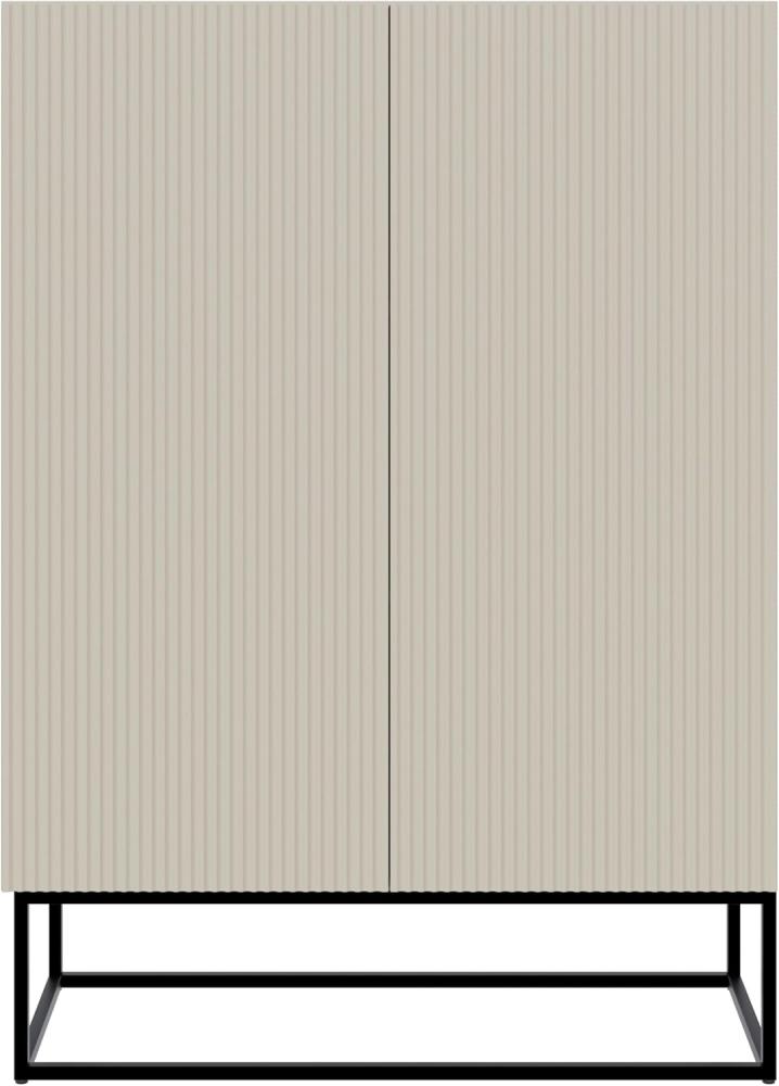 Selsey Veldio - Highboard 2-türig, graubeige mit schwarzem Metallgestell, 90 cm Bild 1