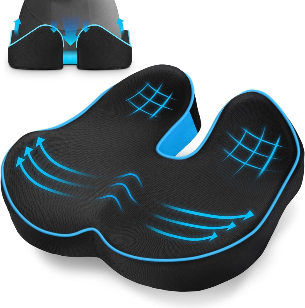 POPOLIC Sitzkissen Sitzkeilkissen für Bürostuhl & Autositz – Ergonomisch 46 x 38 x 10 cm Bild 1