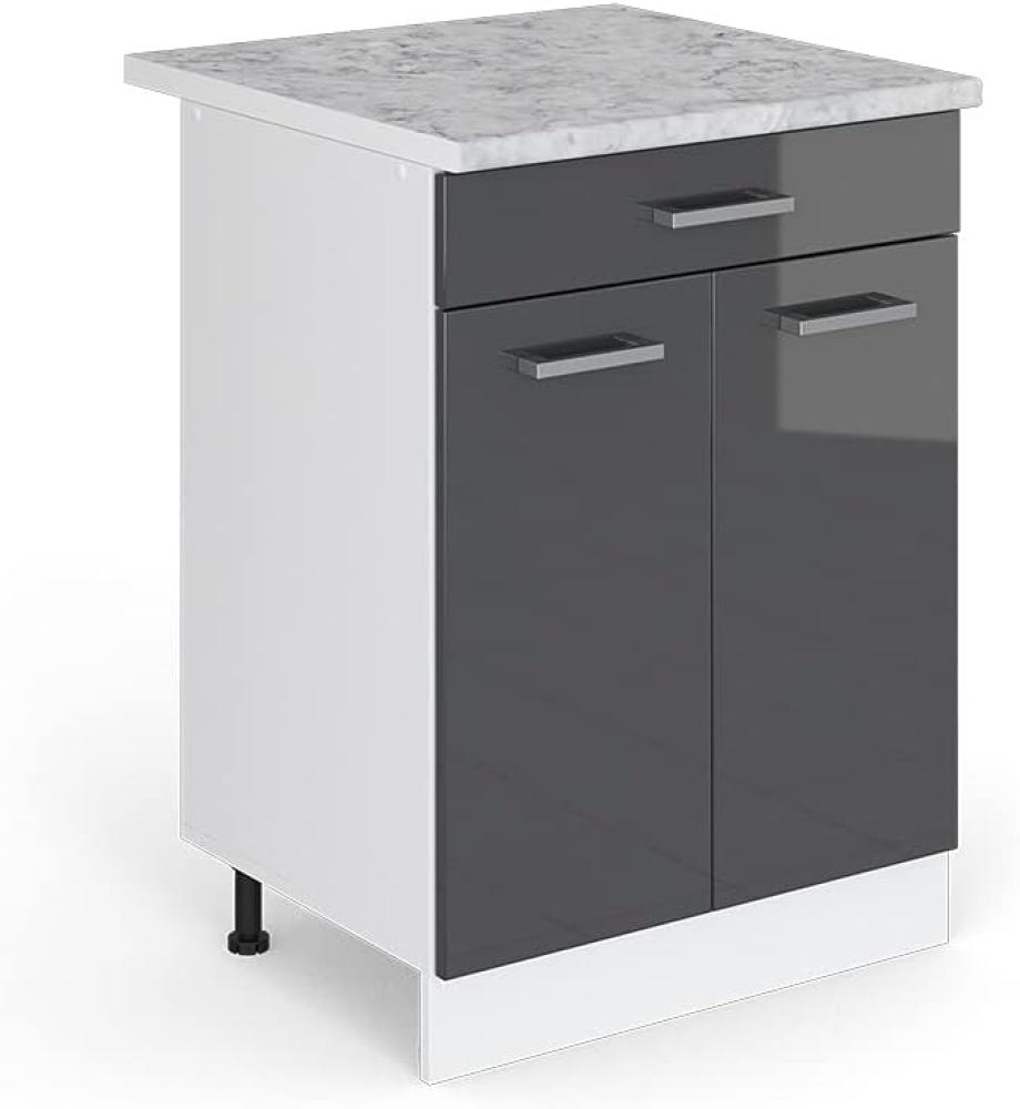 Vicco Küchenschrank R-Line Küchenzeile Hängeschrank Unterschrank Küchenschränke Küchenunterschrank Arbeitsplatte (anthrazit mit Arbeitsplatte, Schubunterschrank 60 cm) Bild 1