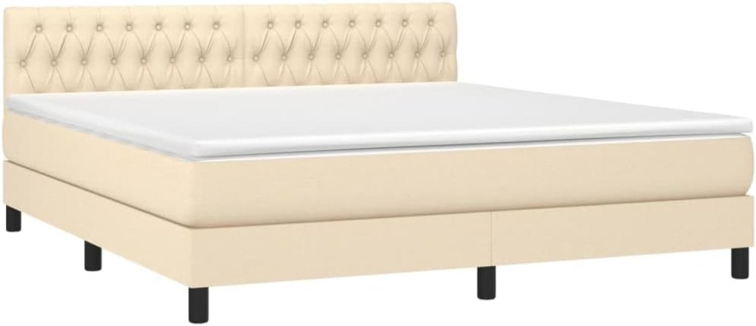 vidaXL Boxspringbett mit Matratze Creme 180x200 cm Stoff 3140318 Bild 1