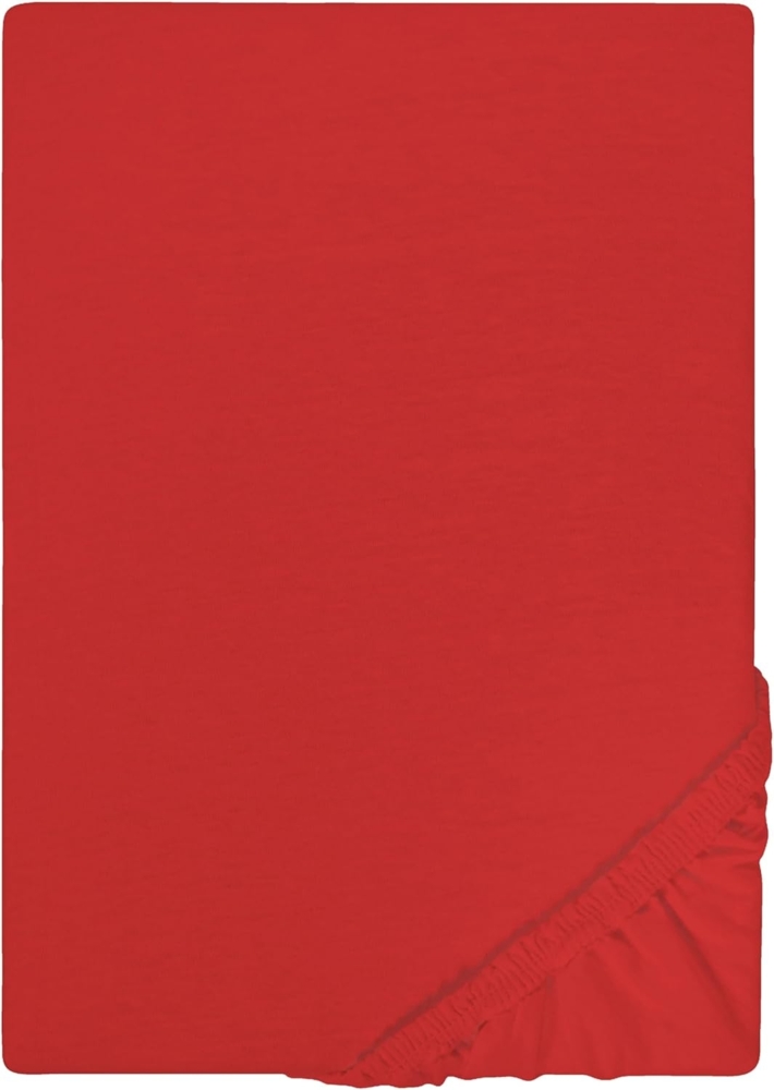 Castell Jersey-Stretch-Spannbetttuch 0077113, rot, 1x 120x200 cm Bild 1