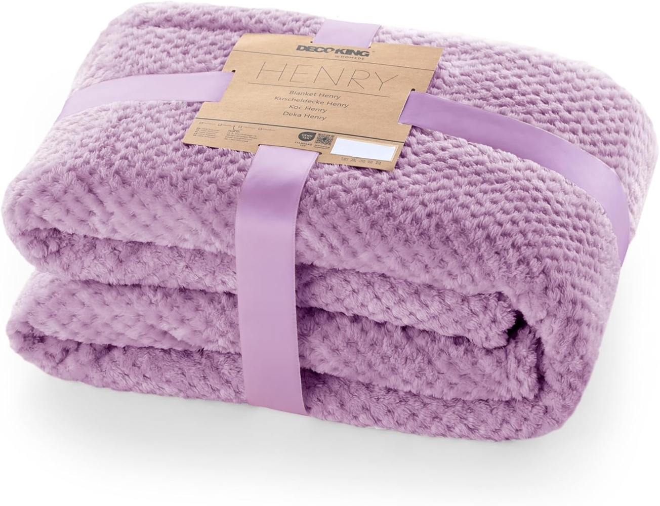 DecoKing Kuscheldecke 170x210 cm lila Decke Microfaser Wohndecke Tagesdecke Fleece weich sanft kuschelig skandinavischer Stil Henry Bild 1