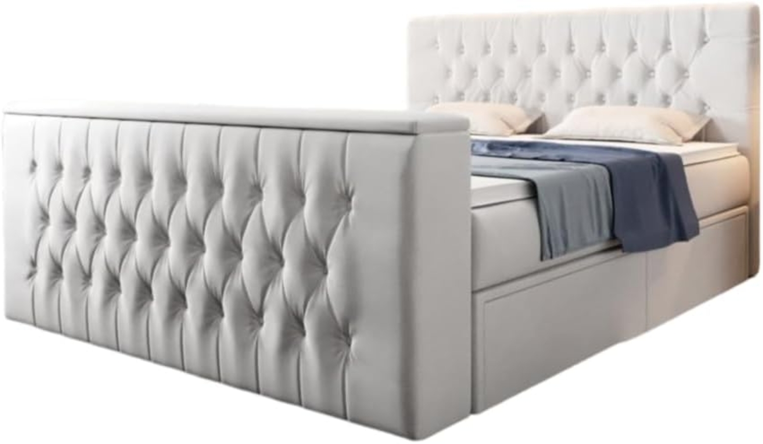 Boxspringbett Vulnero mit TV Lift und Stauraum 160x200 Weiß H3 Bild 1