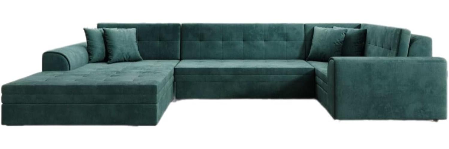 Designer Sofa Velio mit Schlaffunktion Samt Grün Links Bild 1