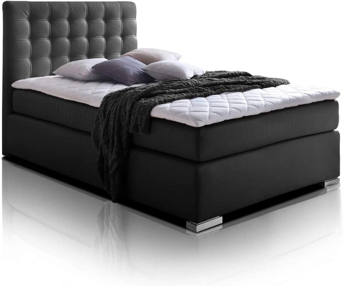 Möbel-Eins ISABELL PLUS Boxspringbett schwarz 90 x 200 cm, Härtegrad 3 Bild 1