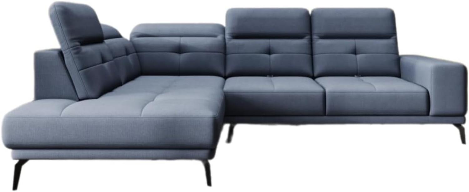 Designer Sofa Isabella mit verstellbarer Kopf- und Rückenlehne Stoff Blau Links Bild 1