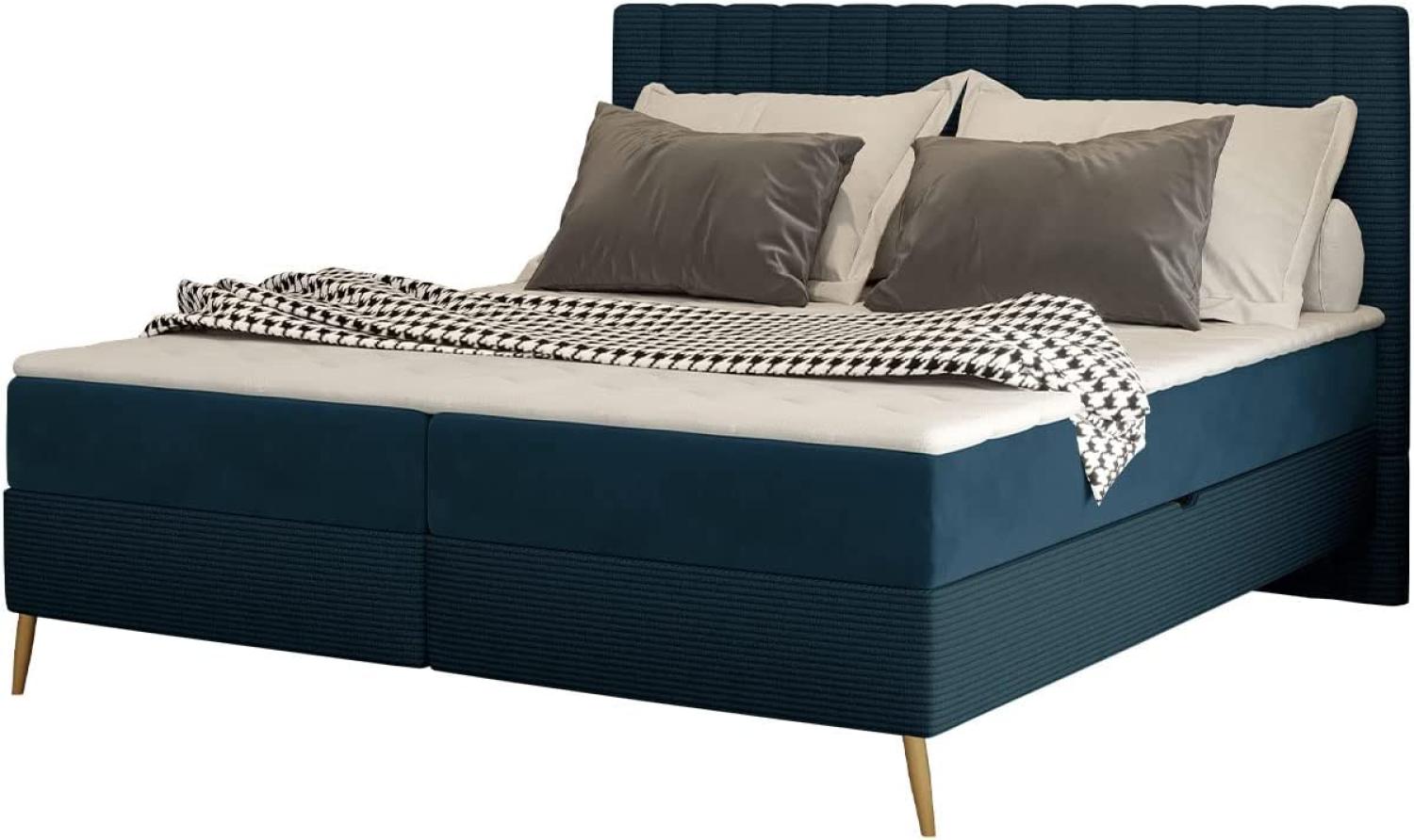 Boxspringbett Cersen Cord blau 160 x 200 cm Bild 1