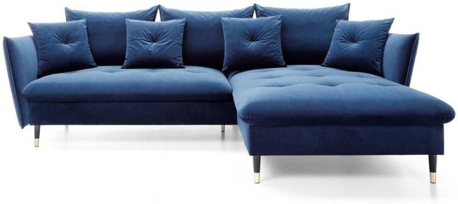 Designer Sofa Louise mit Schlaf- und Klappfunktion Blau rechts Bild 1