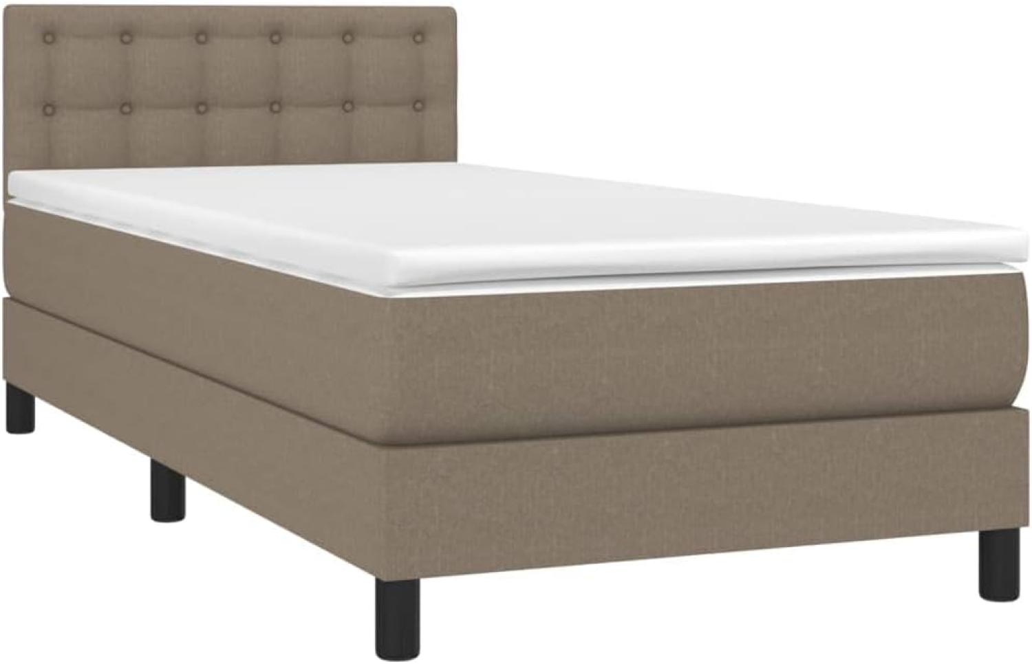 vidaXL Boxspringbett mit Matratze Taupe 100x200 cm Stoff 3140357 Bild 1