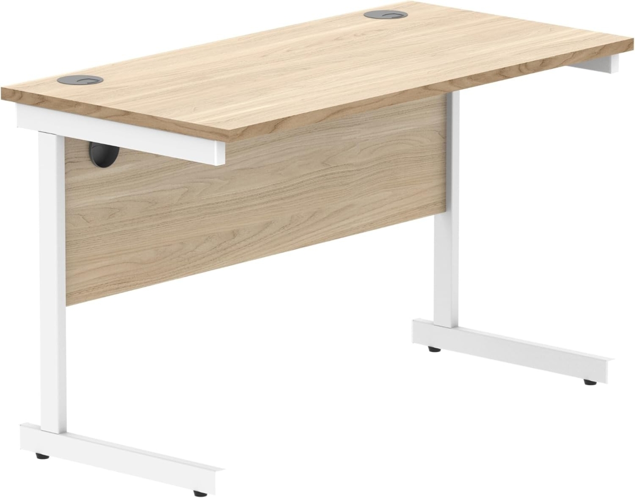 office hippo Essentials Rechteckiger Schreibtisch-Computer-Arbeitsplatz, Heimbürotisch mit Kabelanschluss-Management, 120x60 cm, Holz, Kanadische Eiche Bild 1