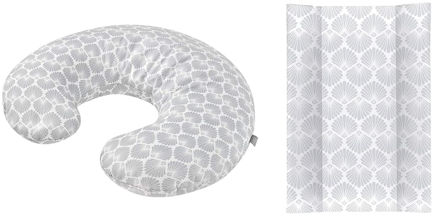 Rotho Babydesign Stillkissen-Set Mini, 180x33 cm, Inkl. Keilwickelauflage, 70x50 cm, ab 0 Monate, Seashell Shape Bild 1