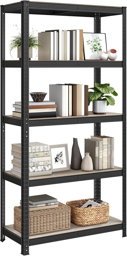 Songmics Standregal, Bücherregal, Lagerregal, 5 Ablagen, verstellbar, 40 x 90 x 180 cm, bis 875 kg belastbar, für Küche, Wohnzimmer, Greige-schwarz GLR040B21 Bild 1
