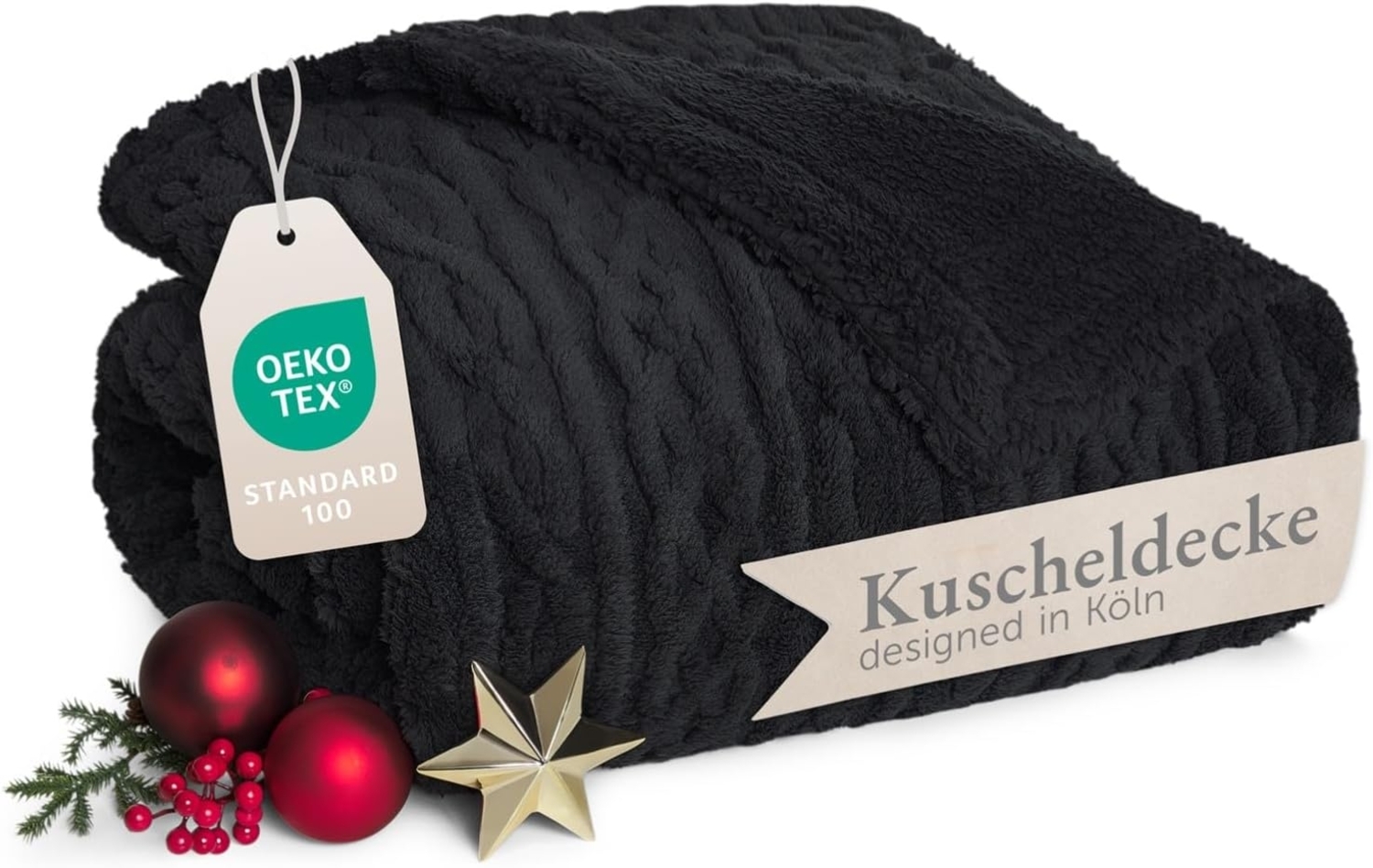 Wohndecke Oeko-TEX zertifizierte waschbare Wohn- & Kuscheldecke, Blumtal, mit weicher Sherpa-Innenseite Bild 1