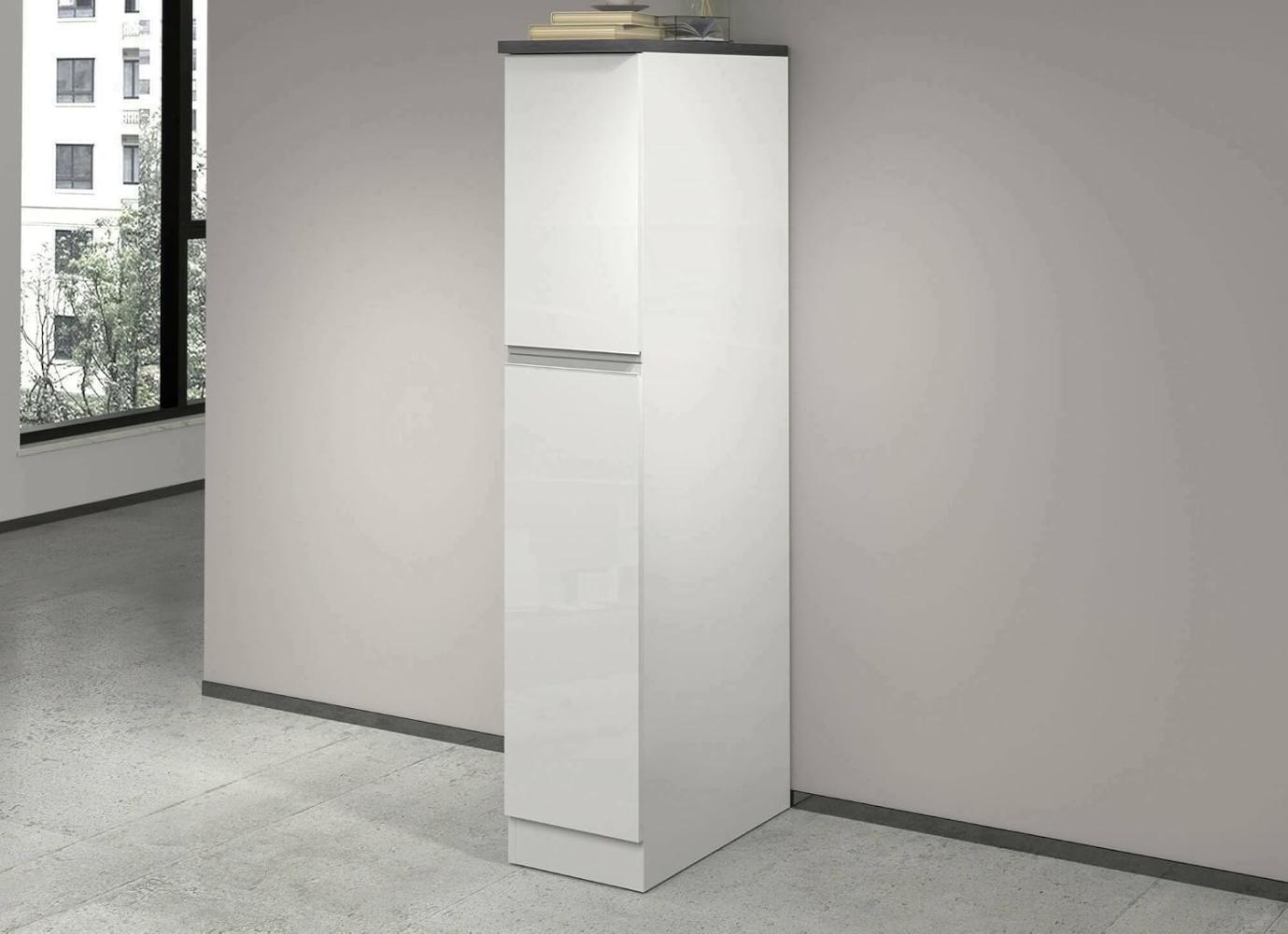 Dmora - Küchenschrank Quintino, Mehrzweckschrank, Küchenzeile Schrank, Multifunktionales Kühlregal, 100% Made in Italy, 30 x 60 x 165 cm, glänzendes Weiß und Schiefer Bild 1